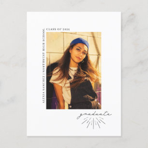 Line Art Script Graduation Party Foto Postkarte