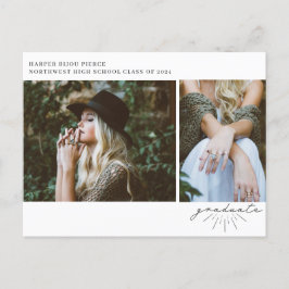 Line Art Script Graduation Party Foto Postkarte