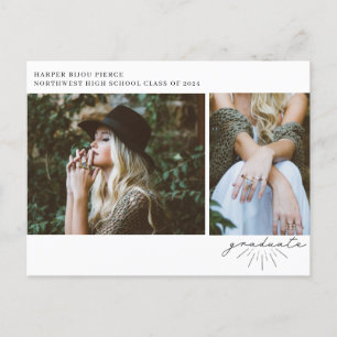 Line Art Script Graduation Party Foto Postkarte