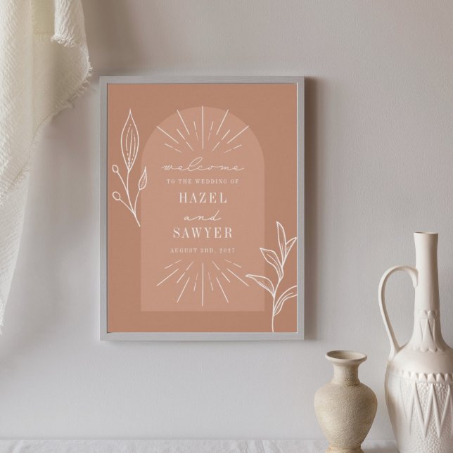 Line Art Script Terracotta Wedding Welcome Poster (Von Creator hochgeladen)