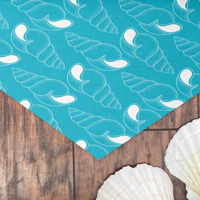 Line Art Seashell Muster Aquamarines Gewebepapier Seidenpapier (Von Creator hochgeladen)