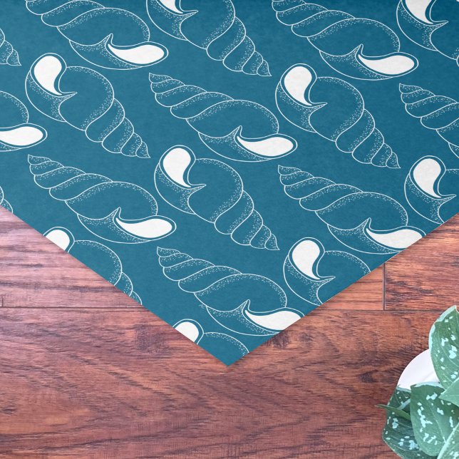 Line Art Seashell Muster Ocean Blue Tissue Paper Seidenpapier (Von Creator hochgeladen)