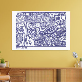 Line Art Starry Night Leinwanddruck