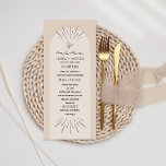 Line Art Tan Botanisches Hochzeitsmenü Menükarte<br><div class="desc">Line Art Designs mit Bräunungsbogen und schwarzem Text.</div>