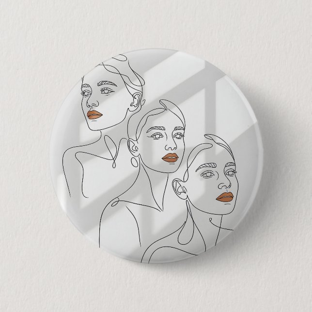 Line Art Weibliches Trio Button (Vorderseite)