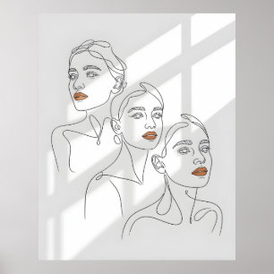 Line Art Weibliches Trio Poster