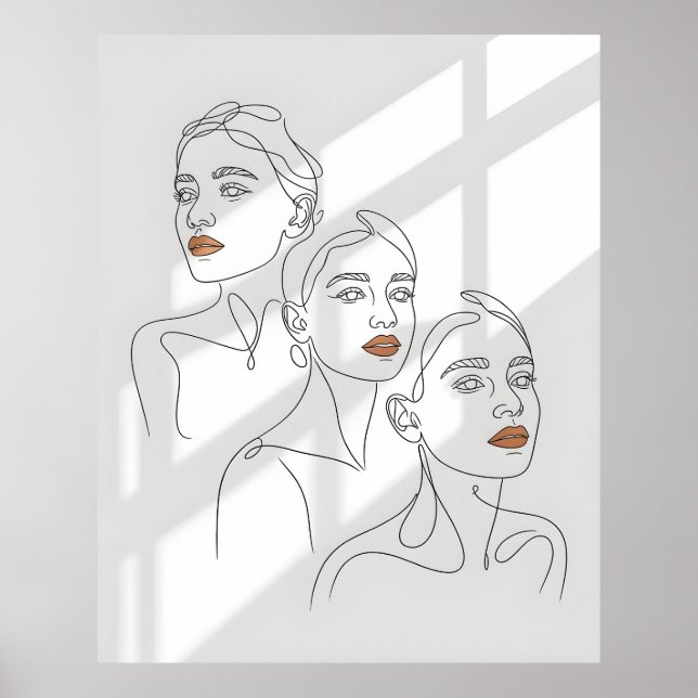 Line Art Weibliches Trio Poster (Vorne)