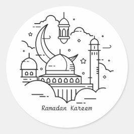 Line Art White Ramadan Kareem Stickers