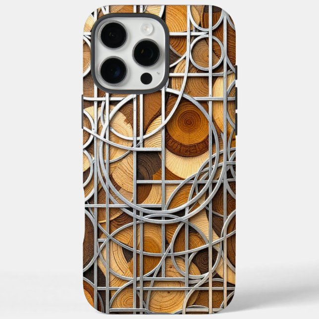 Line Art Woodgrain Case-Mate iPhone Hülle (Rückseite)