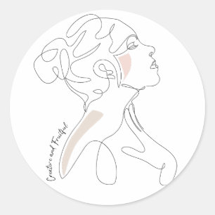 Line Art zeichn - Kreativ und fruchtbar Runder Aufkleber