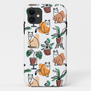 Line Art zeichnend Katzen und Blume Case-Mate iPhone Hülle