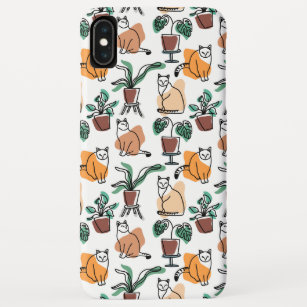 Line Art zeichnend Katzen und Blume Case-Mate iPhone Hülle
