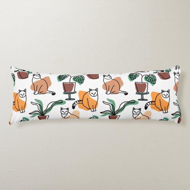 Line Art zeichnend Katzen und Blume Seitenschläferkissen (Vorderseite)