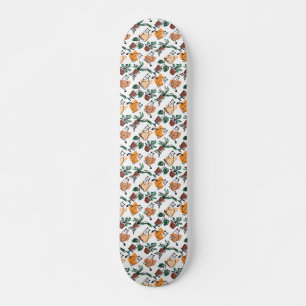 Line Art zeichnend Katzen und Blume Skateboard