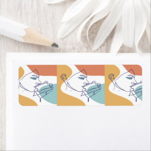 Line Art zeichnend Poster der Frau Kaffee trinken