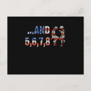 Line Dance Country Music US Flag Cowboy Cowgirl Gi Postkarte