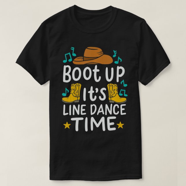 Line Dance Country Western Cowboy Boots, T-Shirt (Design vorne)
