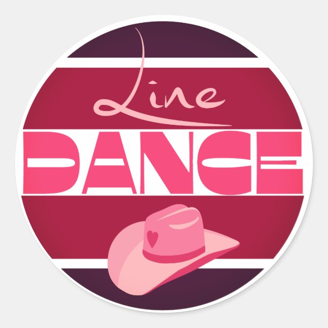 Line Dance Liebe Cowboyhat pink Runder Aufkleber (Vorderseite)