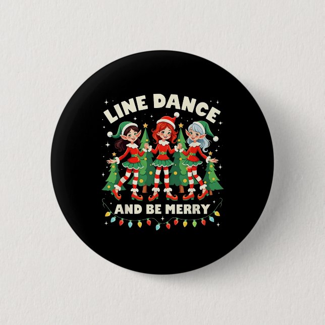 Line Dance und seien Sie frohe Weihnachten Niedlic Button (Vorderseite)