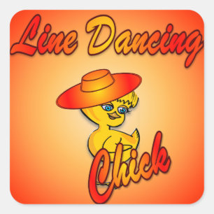 Line Dancing Chick #5 Quadratischer Aufkleber