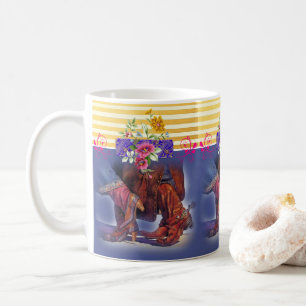 Line Dancing Country Strip Gelbe blaue Tasse
