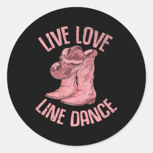 Line Dancing Cowboy Boots Hat Line Dancer Line Dan Runder Aufkleber