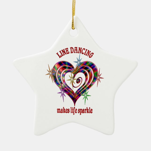 Line Dancing Glitzern Keramik Ornament (Vorne)