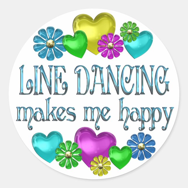 Line Dancing Happiness Runder Aufkleber (Vorderseite)