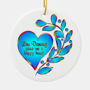Line Dancing Happy Heart Keramik Ornament