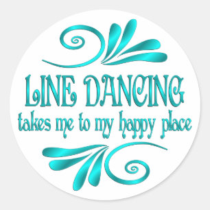 Line Dancing Happy Place Runder Aufkleber