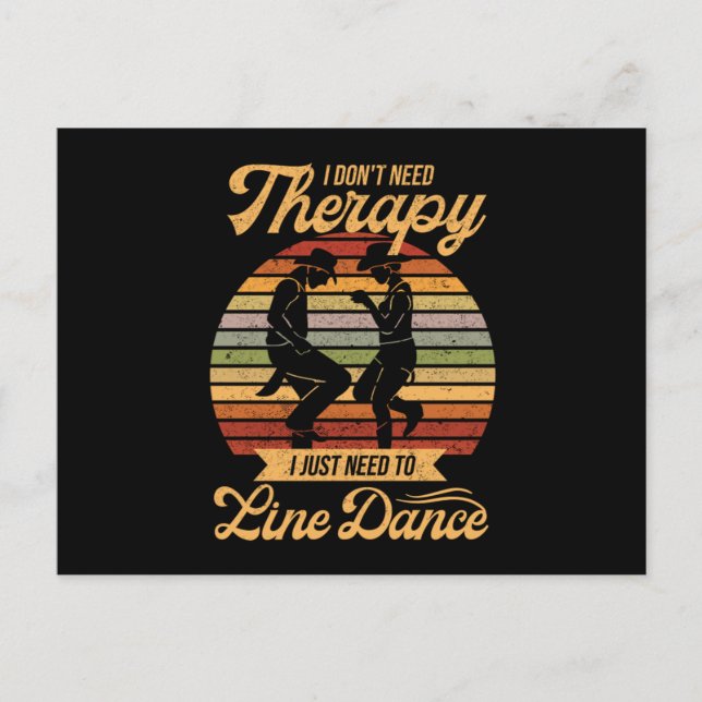 Line Dancing ist meine Therapie Retro Line Tänzer  Postkarte (Vorderseite)