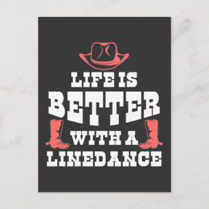 Line Dancing Life Funny Country Line Tänzer Stiefe Postkarte