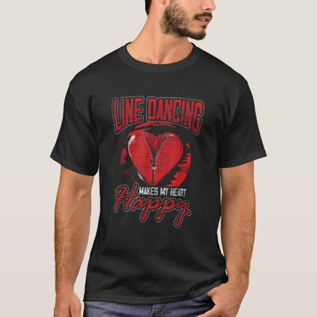 Line Dancing macht mein Herz zu einem glücklichen  T-Shirt (Vorderseite)