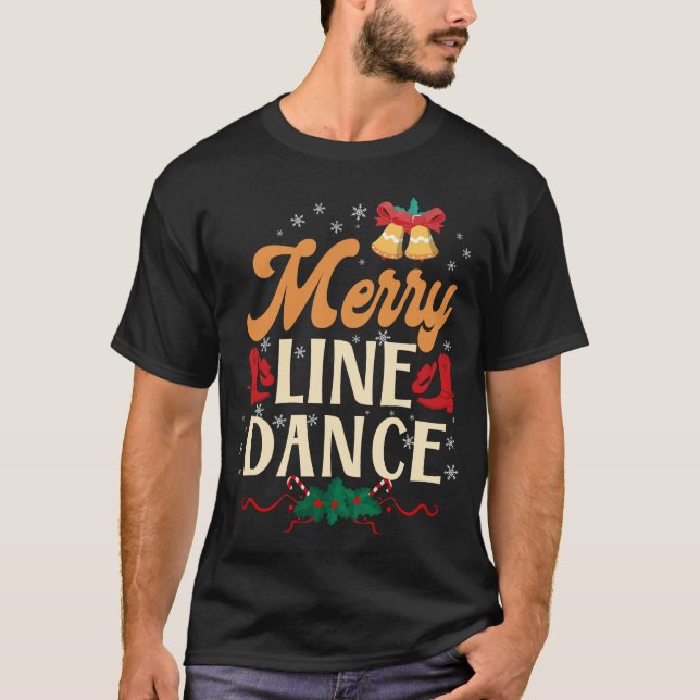 Line Dancing Merry Line Tanz Weihnachten T-Shirt (Vorderseite)