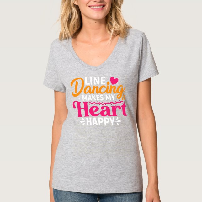 Line Dancing Quote Dancer Puppen Text Design  T-Shirt (Vorderseite)