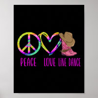 Line Dancing Tance Gefärbte Krawatte Peace Liebe L