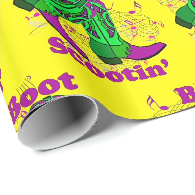 Line Dancing Western Cowboy Boots Boot Scootin' Geschenkpapier (Rolleneckpunkt)