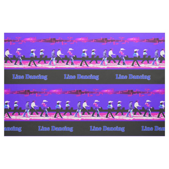 Line Dancing Western Group Blue Pink Black (Text) Stoff (Fat Quarter (45,7 x 55,9 cm))