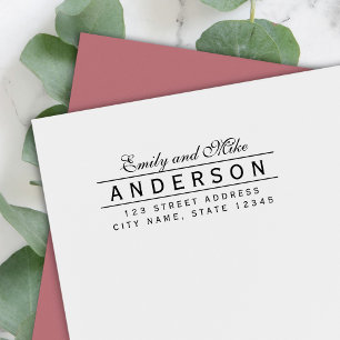 Line Elegante Couple Name Rücksendeadresse Permastempel