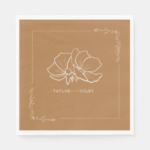 Line Floral Goldenrod Gelbe Hochzeit Serviette