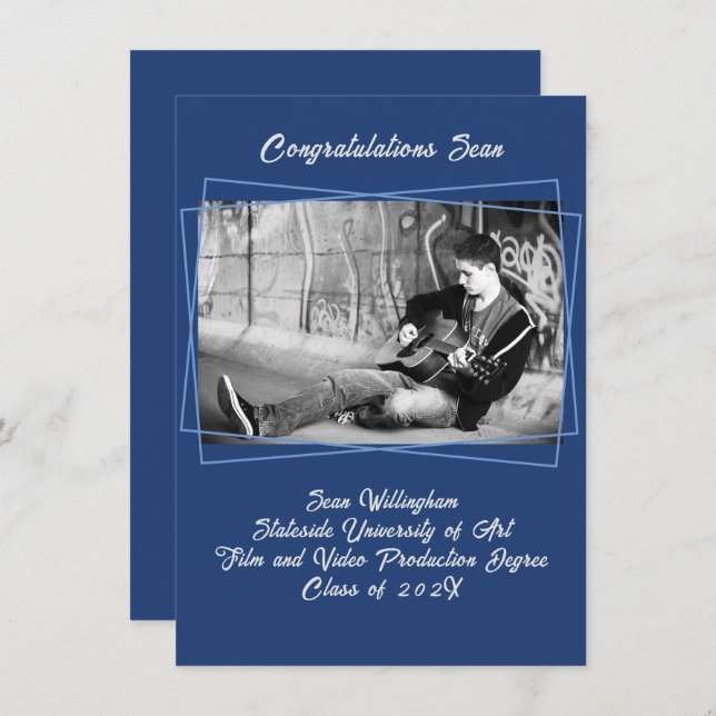 Line Frame Son's Foto Abschluss Ankündigung (Vorne/Hinten)