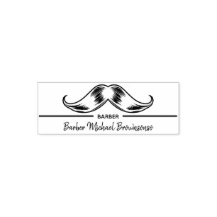 Line Logo Mustache Simple Barbershop Permastempel