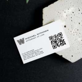 LINE MONOGRAM  MASCULINE QR ATTORNEY ACCOUNTANT VISITENKARTE