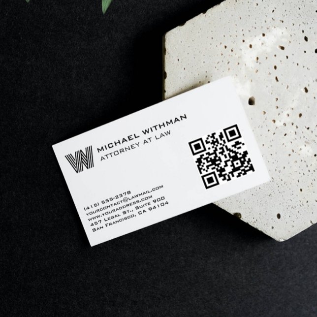 LINE MONOGRAM  MASCULINE QR ATTORNEY ACCOUNTANT VISITENKARTE (Von Creator hochgeladen)