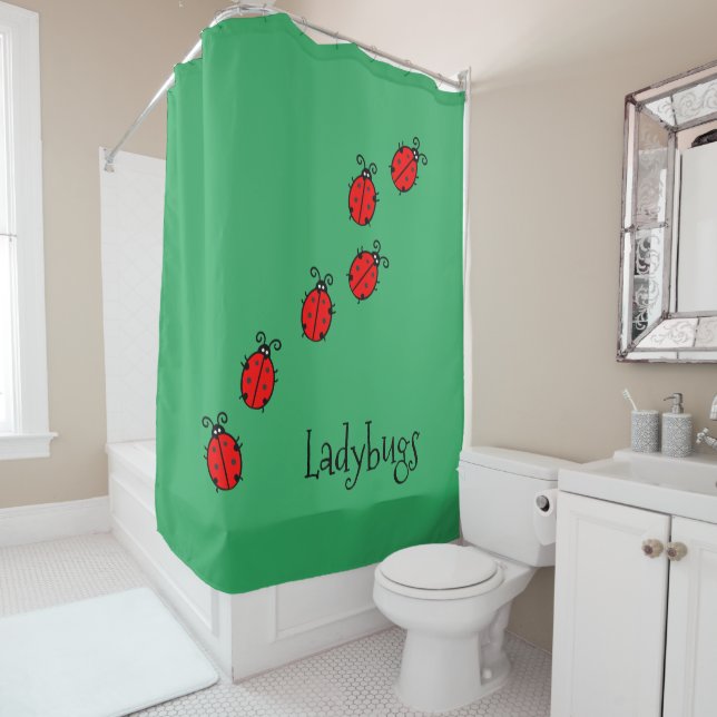 Line of Ladybugs Shower Curtain Duschvorhang (Beispiel)