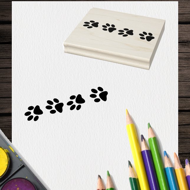 Line of solid Cat Paw prints  Gummistempel (Line of solid cat paw prints on craft art rubber stamp.)