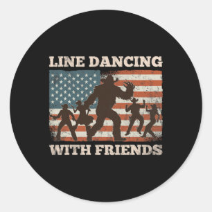 Line Tance Dancing Western Bigfoot Country Music S Runder Aufkleber