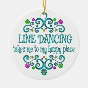 Line Tancing Happy Place Keramik Ornament