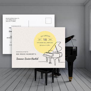 Line Zeichn Grand Piano Erwägung Save the Date Postkarte