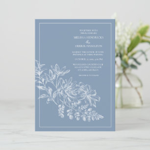 Line Zeichnend Blue Periwinkle Wedding Einladung